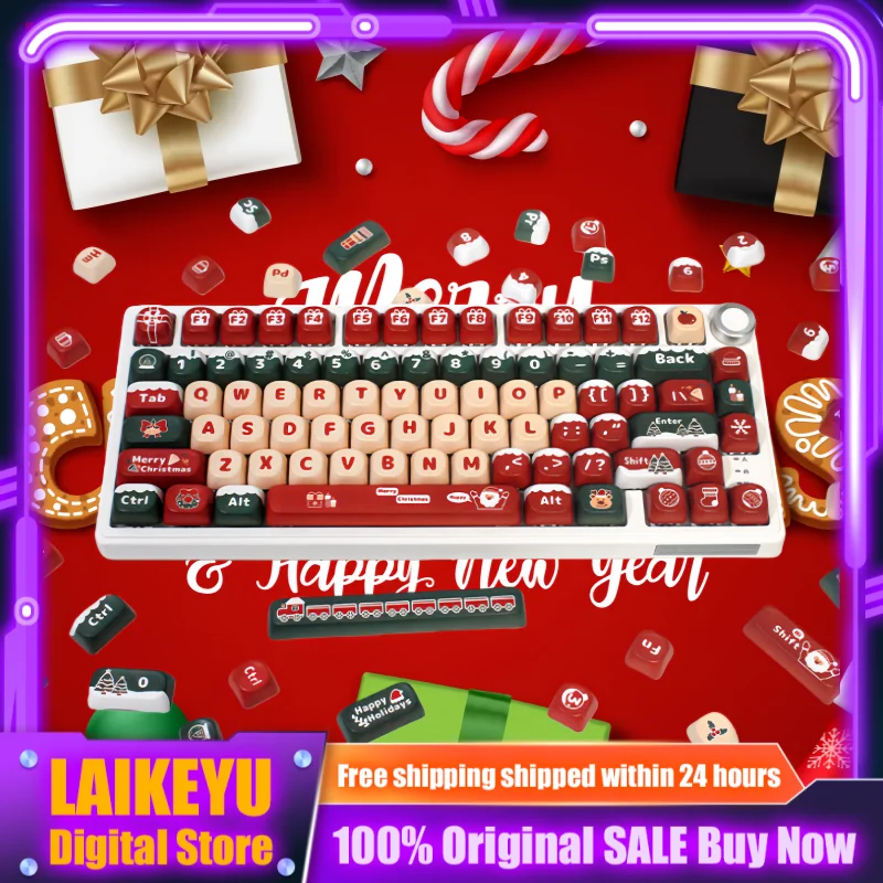 

Рождественский профиль MOA, колпачки для клавиш из ПБТ для механических клавиатур, милый дизайн на заказ, аксессуары для игровой клавиатуры для ПК, подарок на праздник