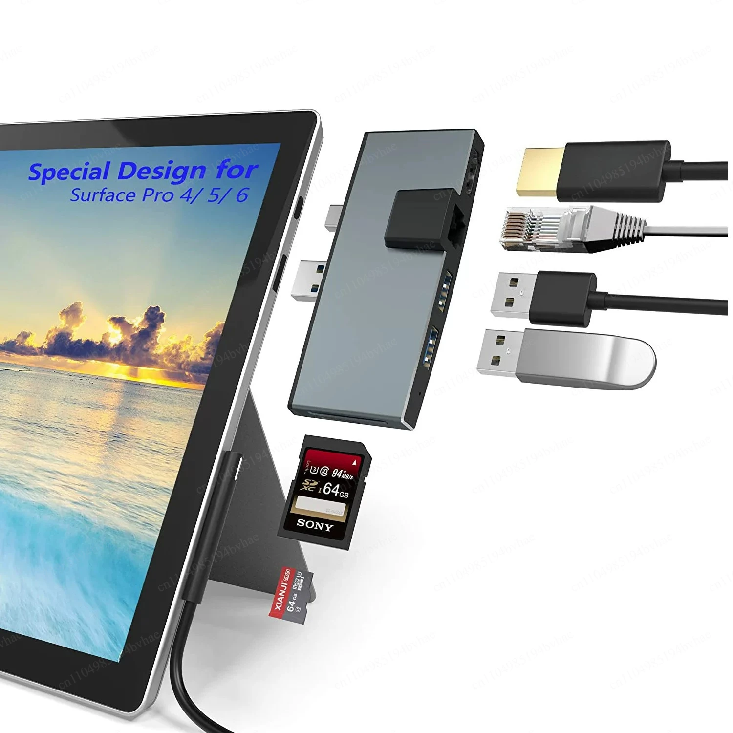 Adapt to 4/5/6/7/8/9 converter hub USB 3.0 network port