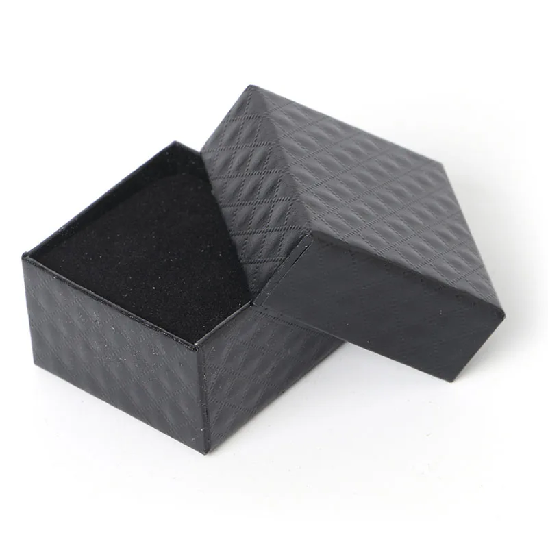 Cardboard Jewelry Box Black Square Paper Gift Case Paperboard Boxes with Sponge Fill for Pendants Necklaces Bracelet