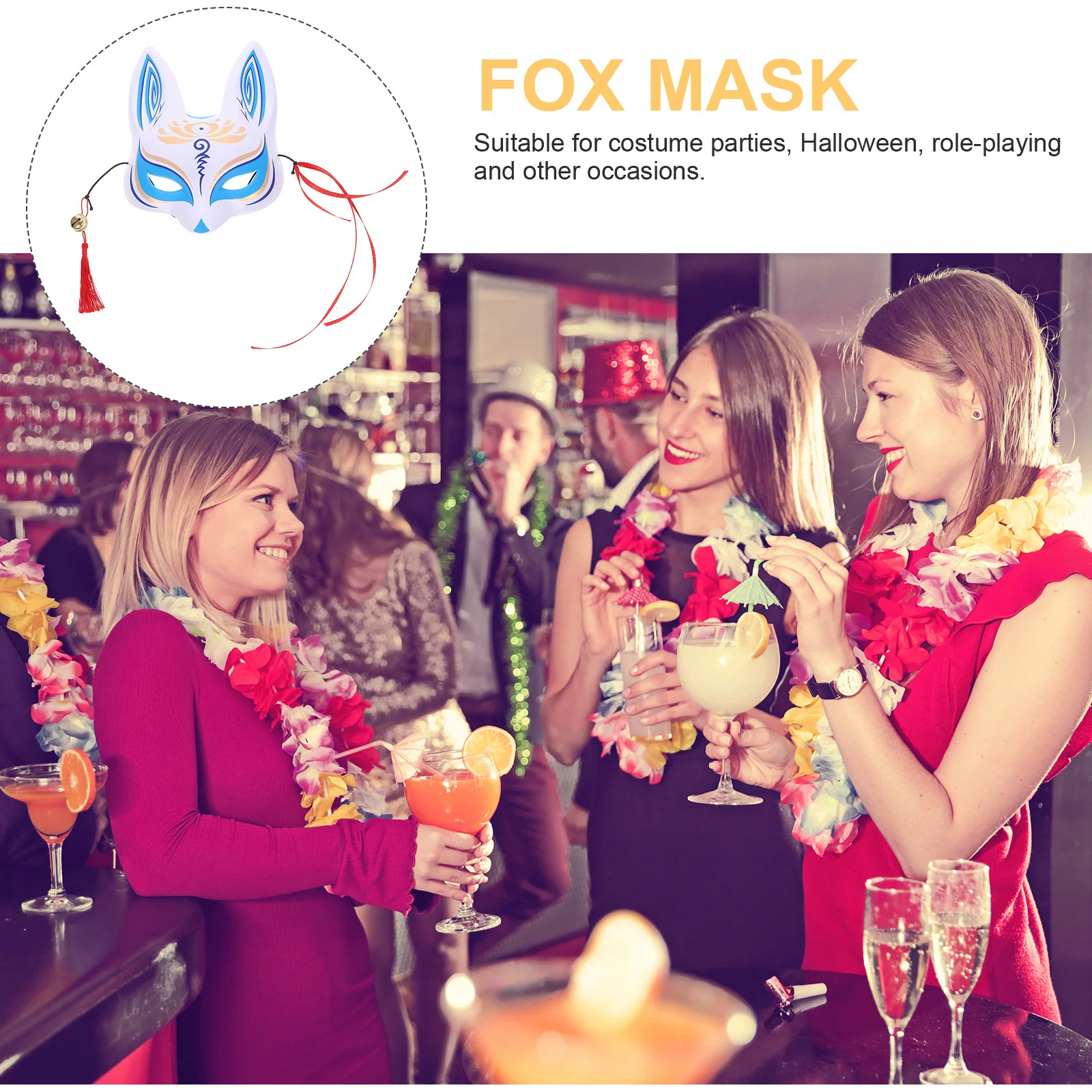 

Japanese Mask Masquerade Party Face Animals Cosplay Furry Fox Women Costume Half