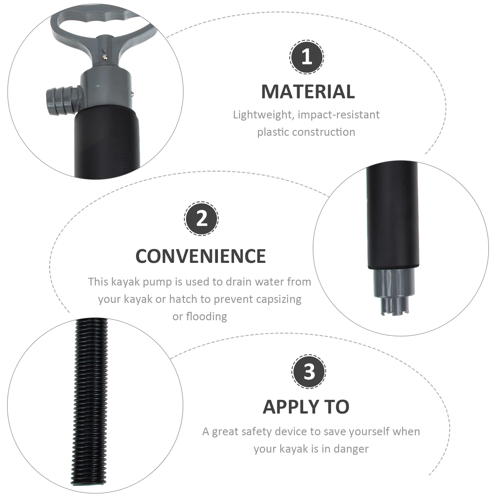 

1 set 1 Set Manual Water Pump For Kayak Canoe Portable Hand Operated Bilge Pump Quick Drainage Boat Accessories