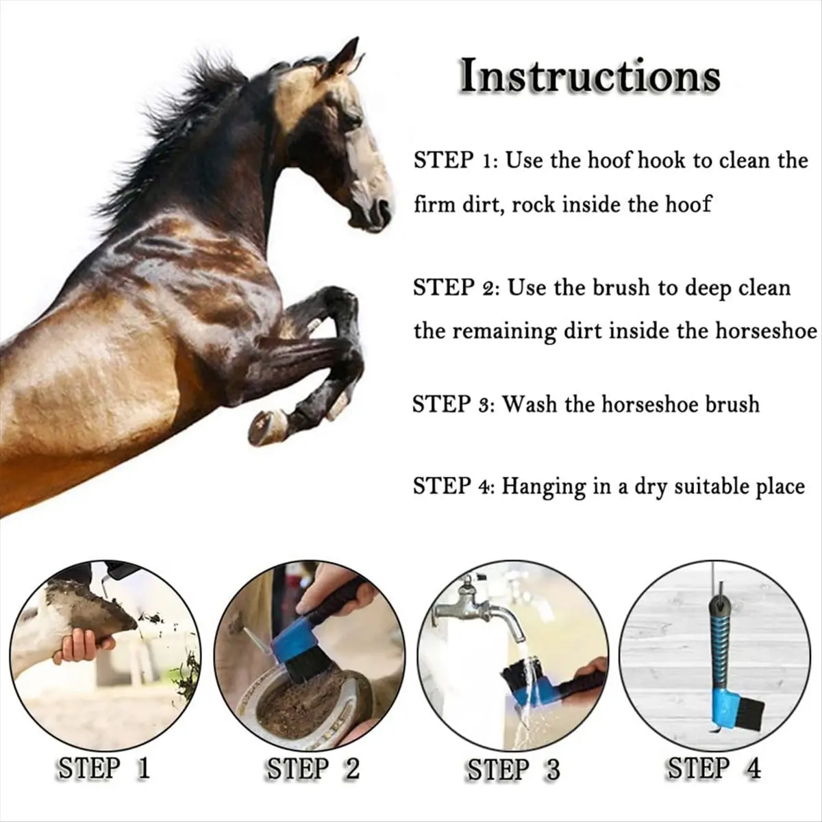 POPULAR-Sturdy Horse Hoof Pick Brush with Soft Handle Portable Hoofpick 3PCS