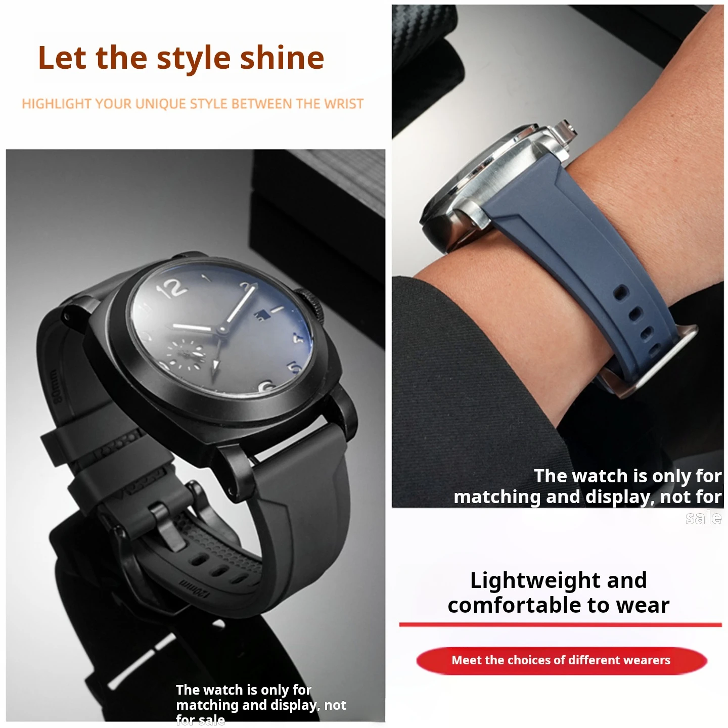 24 مللي متر 26 مللي متر العالمي FKM فلوروروبر حزام (استيك) ساعة ل بانيراي PAM111 PAM441 الديزل بريتلينغ معصمه الرجال شريط مطاطي سوار