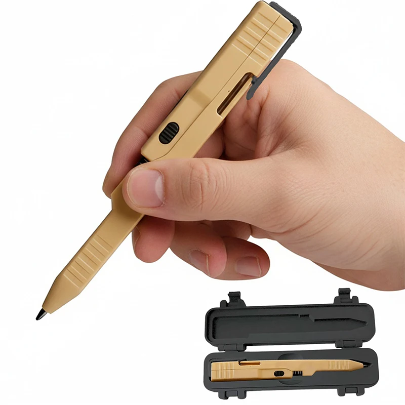 Tactical Slide Action Ballpoint Pen with Slide Action Case Refillable Smooth Ink Pen Tactical-Themed Pen for Office Desk Use