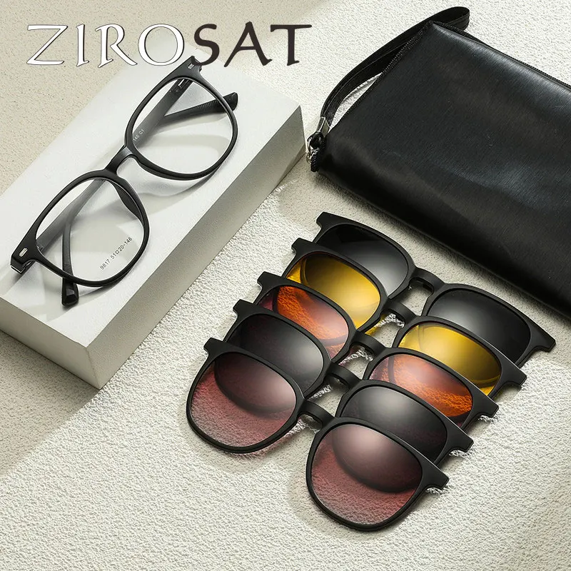 ZIROSAT 9083 Polarized Sunglasses Men Women Magnetic Clip TR90 On Glasses Optical Prescription Eyewear Frames Eyeglasses