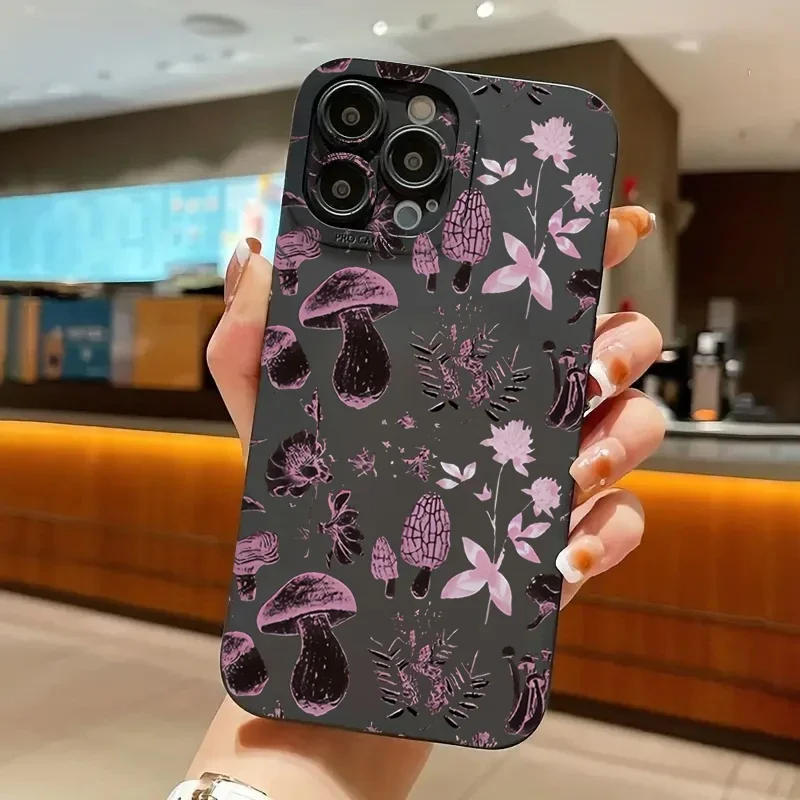 Case For iPhone 14 Cases iPhone 15 Pro Max Case Flower Grass Mushroom Pattern Case For iPhone 13 12 11 XS X XR 7 8 Plus 15 Cover