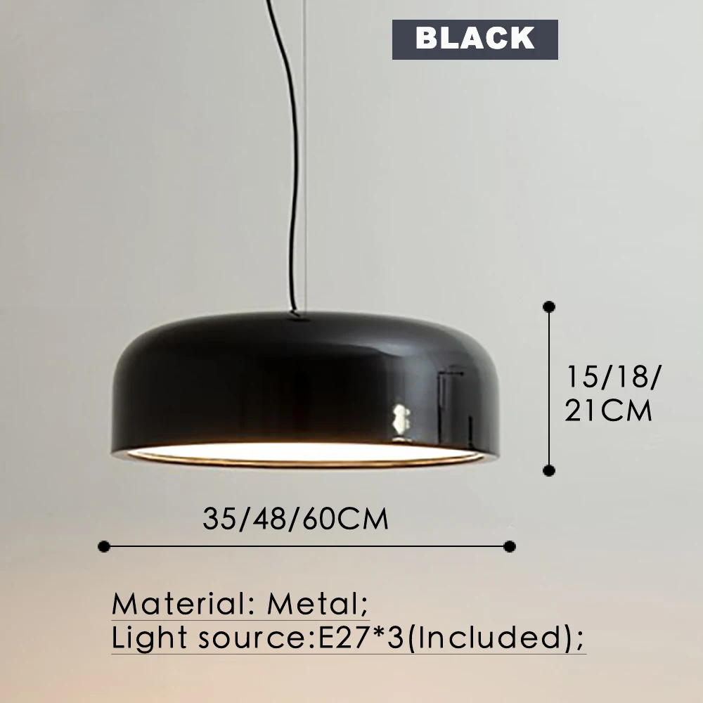 Modern Pendant Lights Aluminum Lampshade Pendant Lamp Dia35/48/60cm Black White Round Droplight For Dinning Room Living Room E27