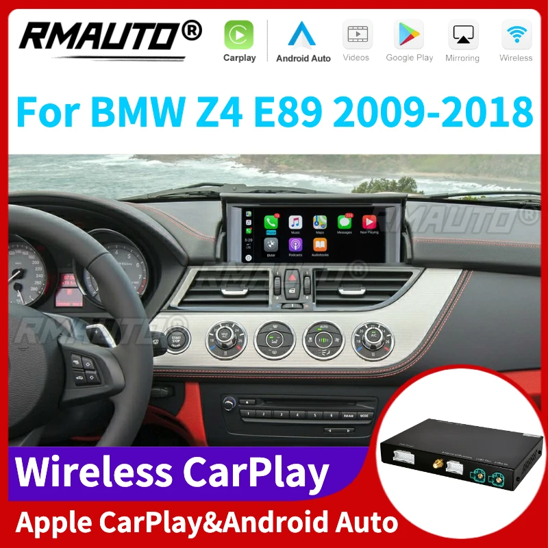RMAUTO Wireless Apple CarPlay for BMW Z4 E89 2009-2018, with Android Auto Mirror Link AirPlay Back Camera Car Play Function