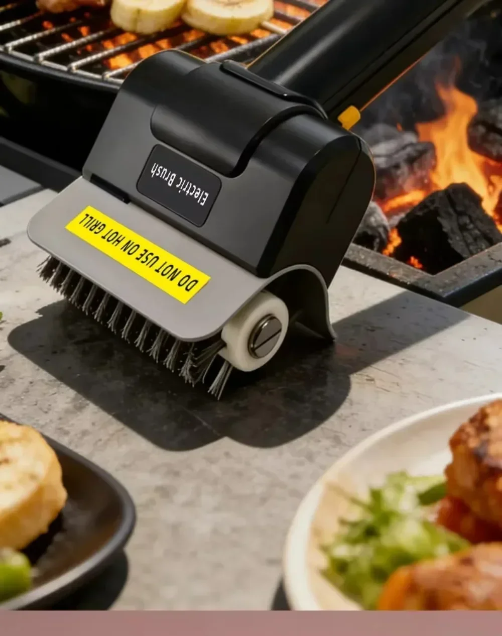 kit spazzola elettrica barbecue con testine ricambio per griglia