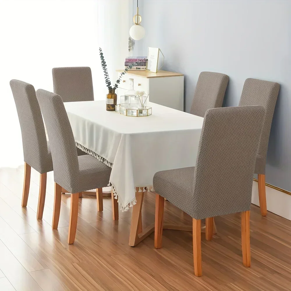 Jacquard Chair Cover Stretch Long Back Chair Seat  Covers Wedding Dining Room Chairs Slipcover Fundas Para Sillas De Comedor