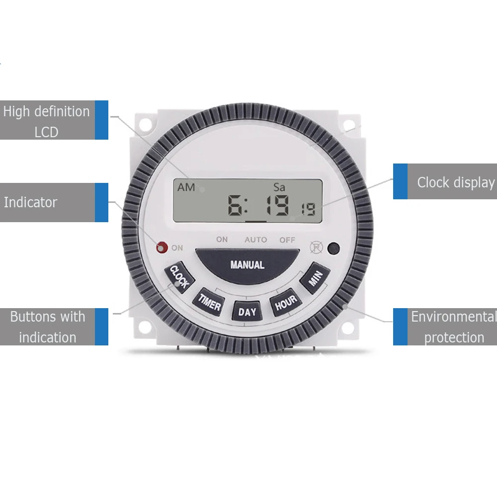 12VDC 24VDC 110VAC 220VAC 7 Days Weekly Programmable Digital Timer Lighting Switch CN304 LCD 16 ON/OFF Time Relay