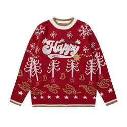 Men's Christmas Sweater Santa Claus Pullovers Knitwear O-Neck Korean Style Unisex Tops Long Sleeve Valentine's Day Women Clothes