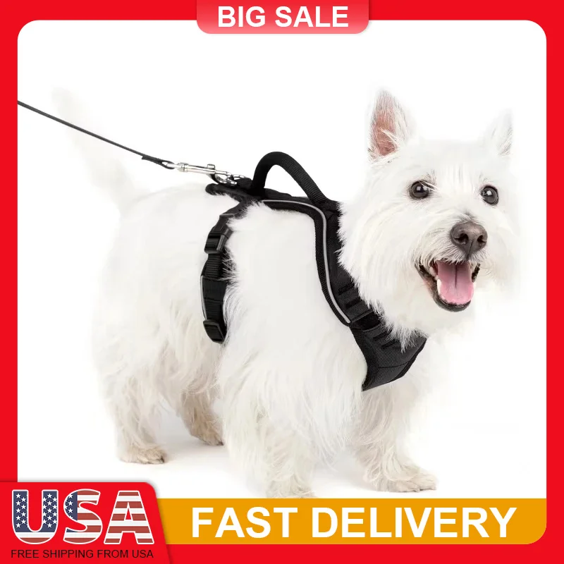 

Adjustable Dog Harness for Medium Large Dogs Padded Reflective Pet Vest with Handle Breathable Comfortable Walking Running