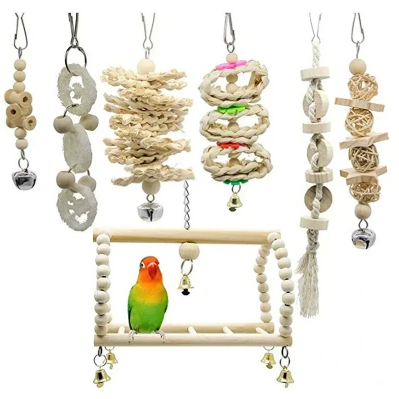 

7pcs/set Parrot Chew Toys Birds Toys Combination Parrot Toy Bird Toy