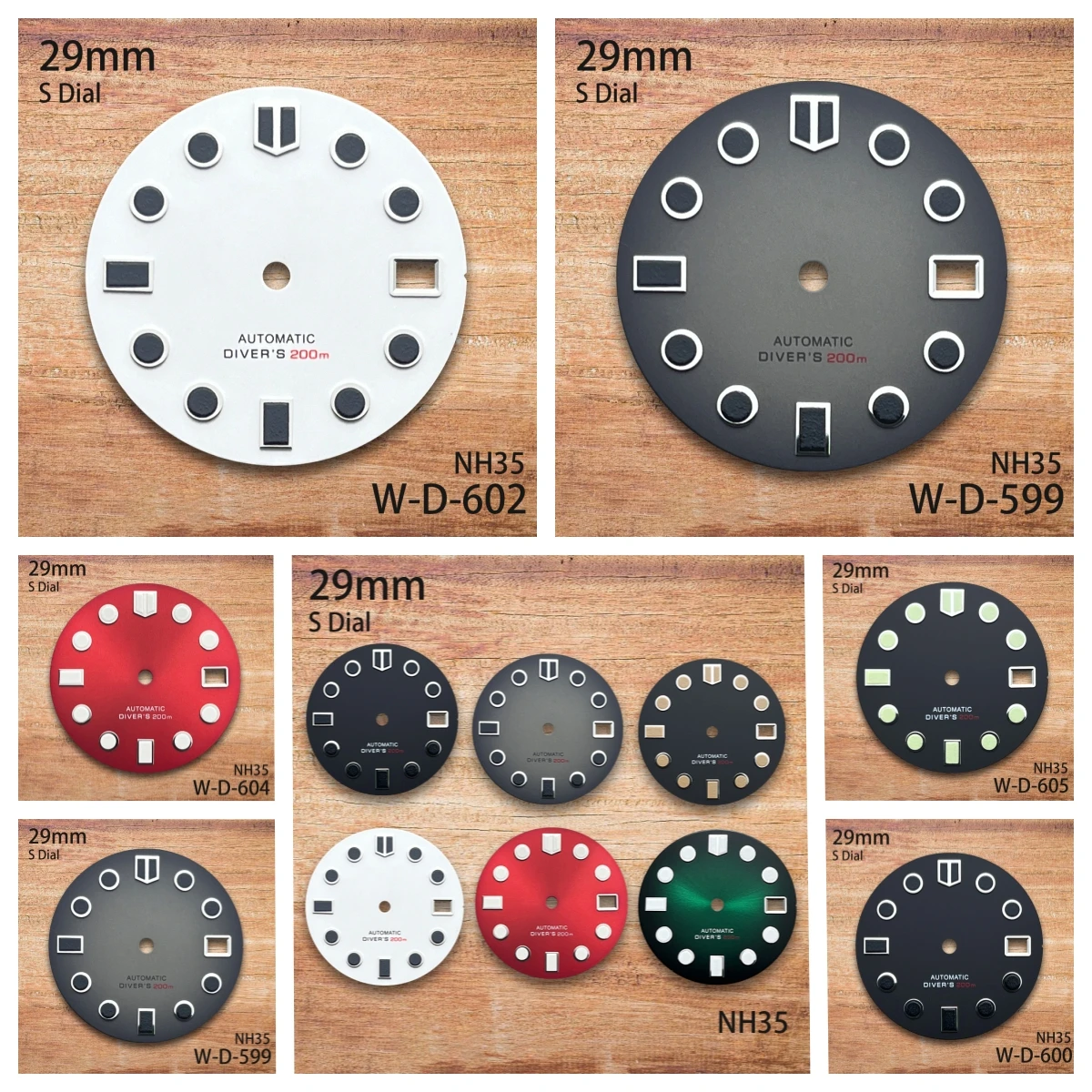 

29mm S Logo Matte Dial Fit NH35/NH36/4R/7S Movement Green Luminous Diving High-Quality Watch Modification Accessories