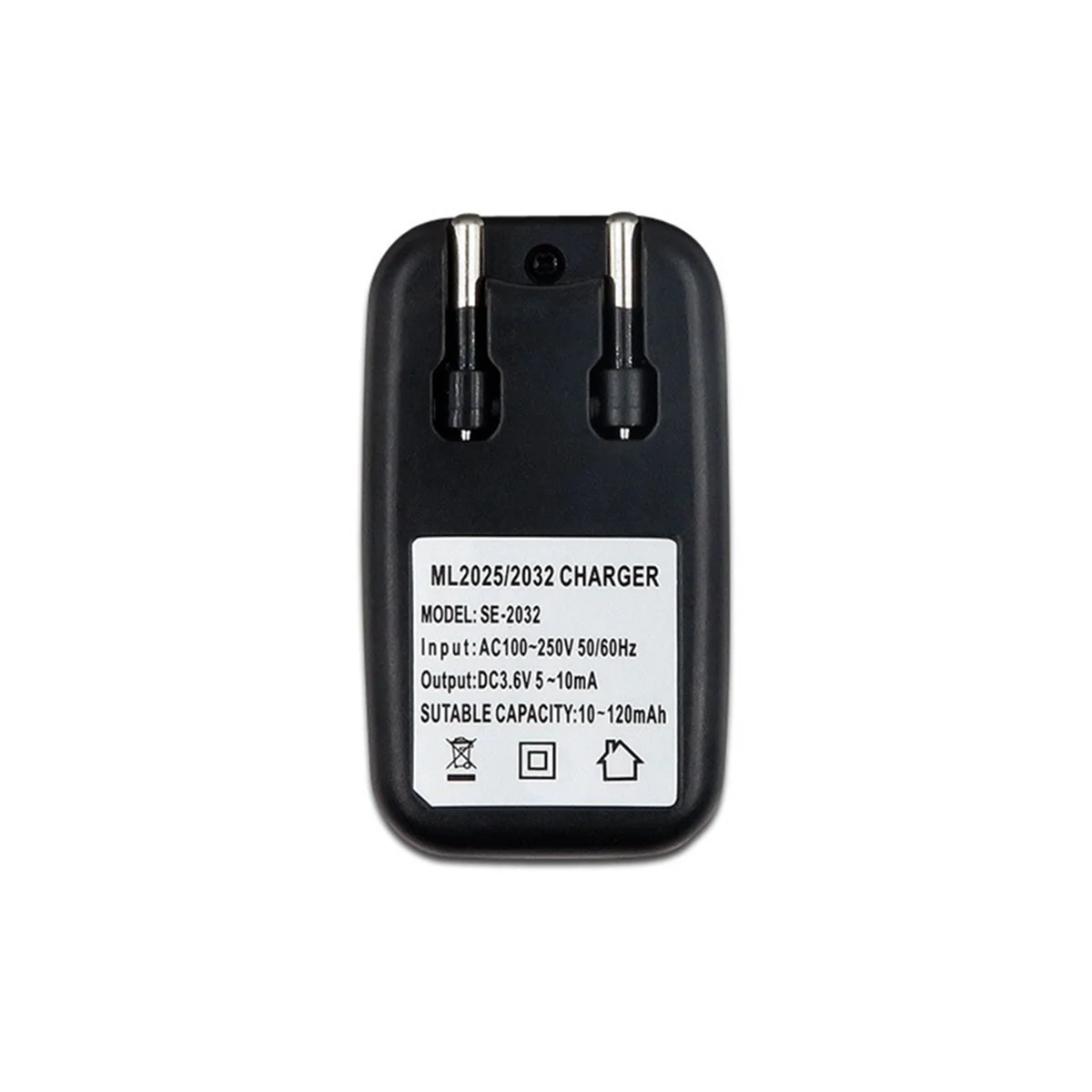 Cargador de batería de 3,6 V, adaptador de cargador de batería de litio 2032 2025 para batería de pila de botón ML2032 ML2025, enchufe europeo