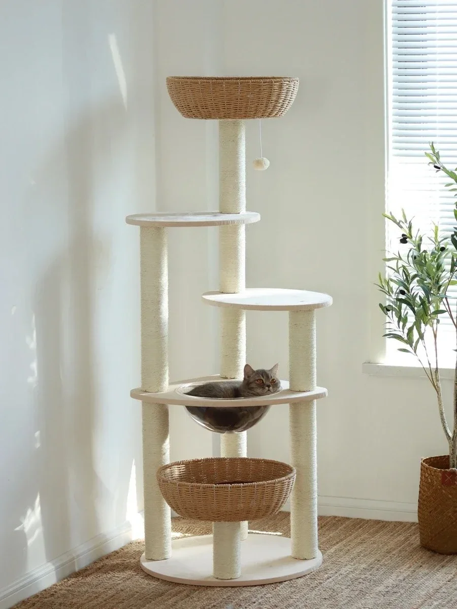 Cat Nest Chamfer Integrated Climbing Transparent Sisal Column Tree Four Seasons Large Multi-Layer Cat Cage