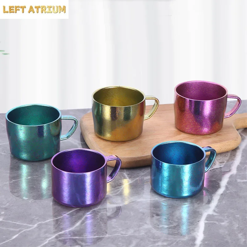 105/150ml Pure Titanium Coffee Mug With Handle,Double-layer,Heat-insulating,Anti-scalding Drinkware,Outdoor Travel Water Cup