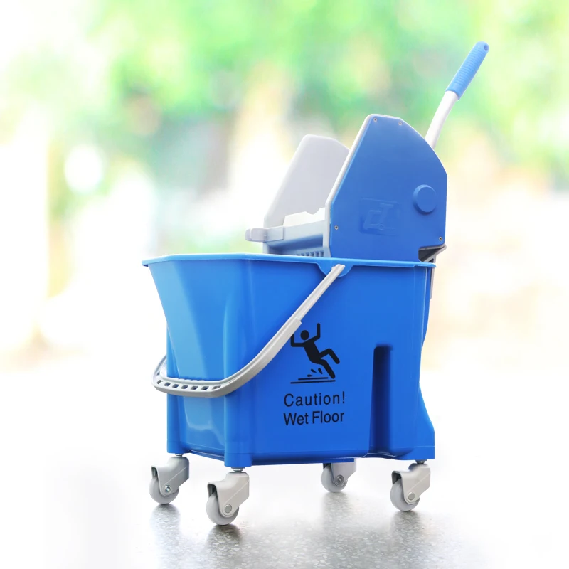 High quality plastic down press 25L single mop wringer bucket with silent wheels