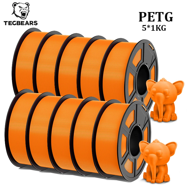 TECBEARS PETG 3D-printerfilament 1,75 mm 10 rollen Multi Color Vacuum Sealed 100% Geen belletjes voor FDM DIY Gift Printing Materiaal