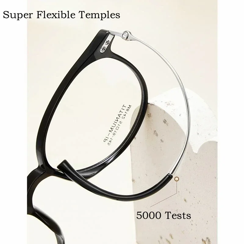 KIZN التيتانيوم النقي خفيفة مريحة مرنة وصفات طبية نظارات الرجال WomenTR90 الرجعية إطارات النظارات البصرية المستديرة