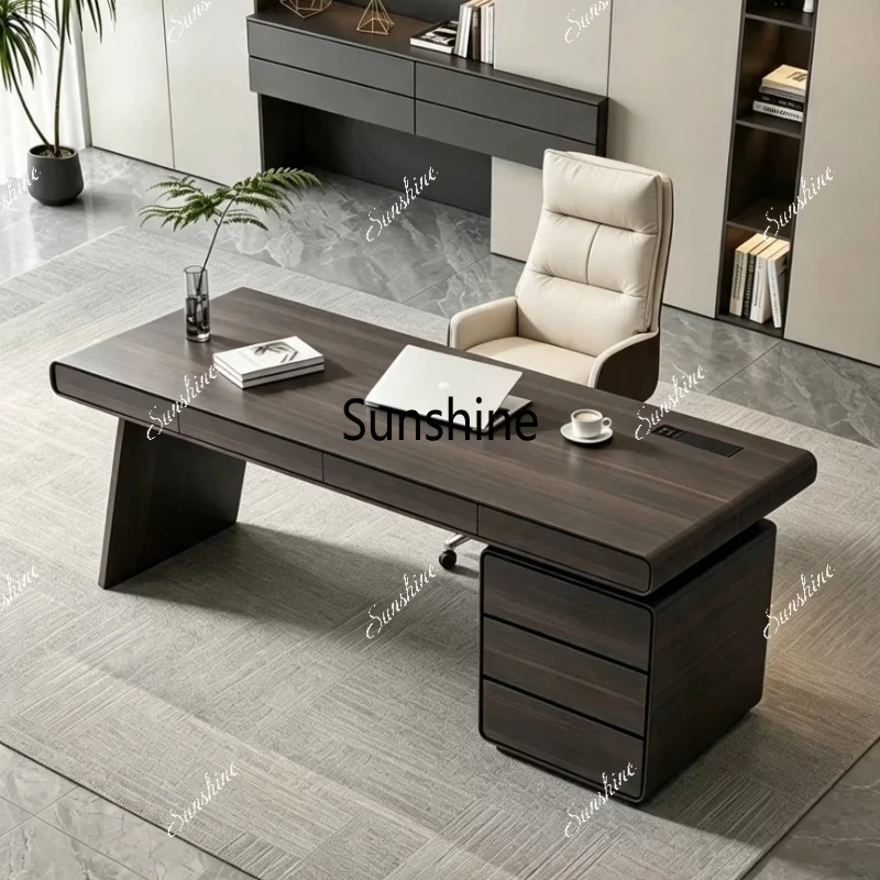 Italian minimalist office, home, light luxury modern minimalist design, computer desk