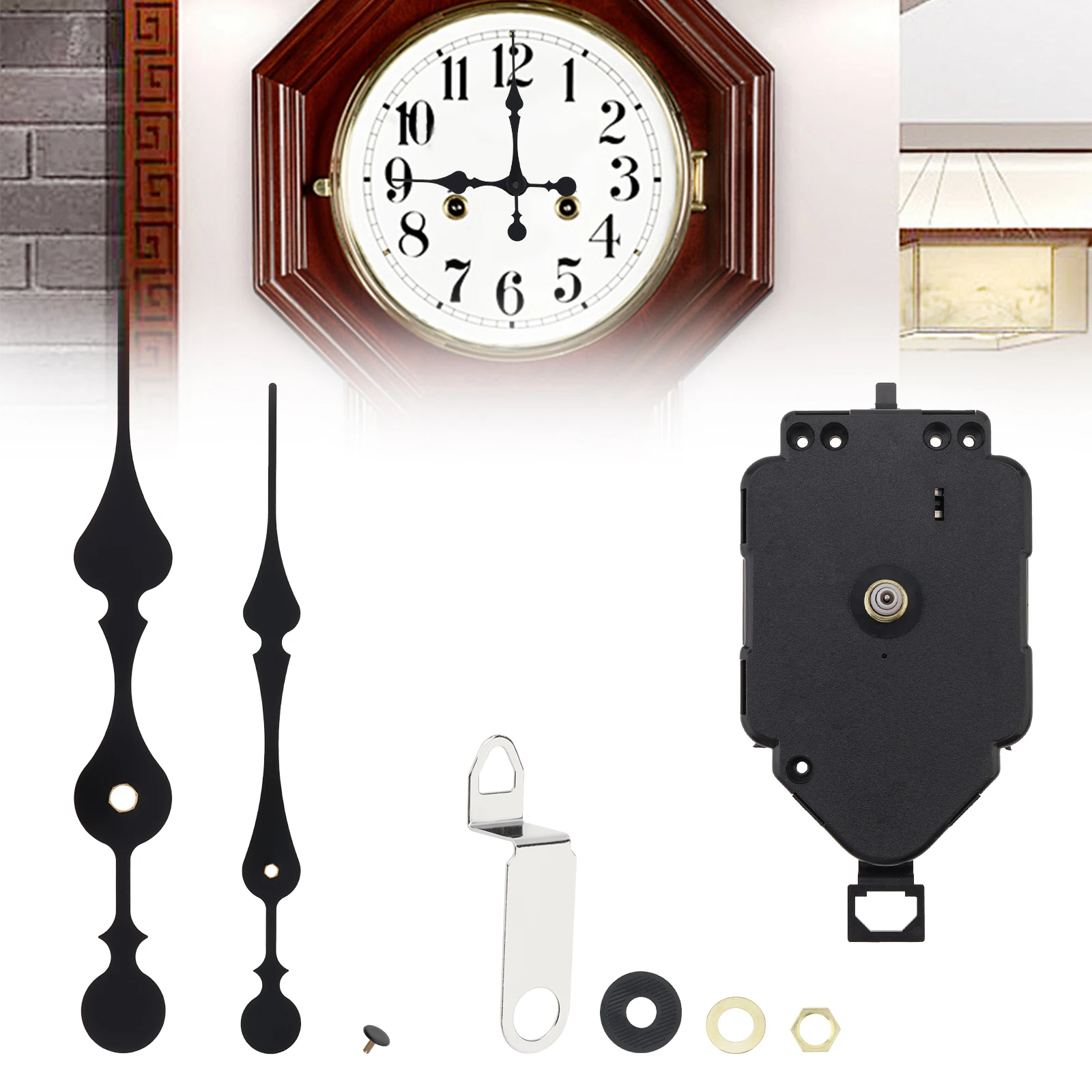 12/16/18/22/23 mm Shaft Quartz Pendulum Clock Silent Mechanism Replacement Kit with Clock Hands, Pendulum Type Clock Movement