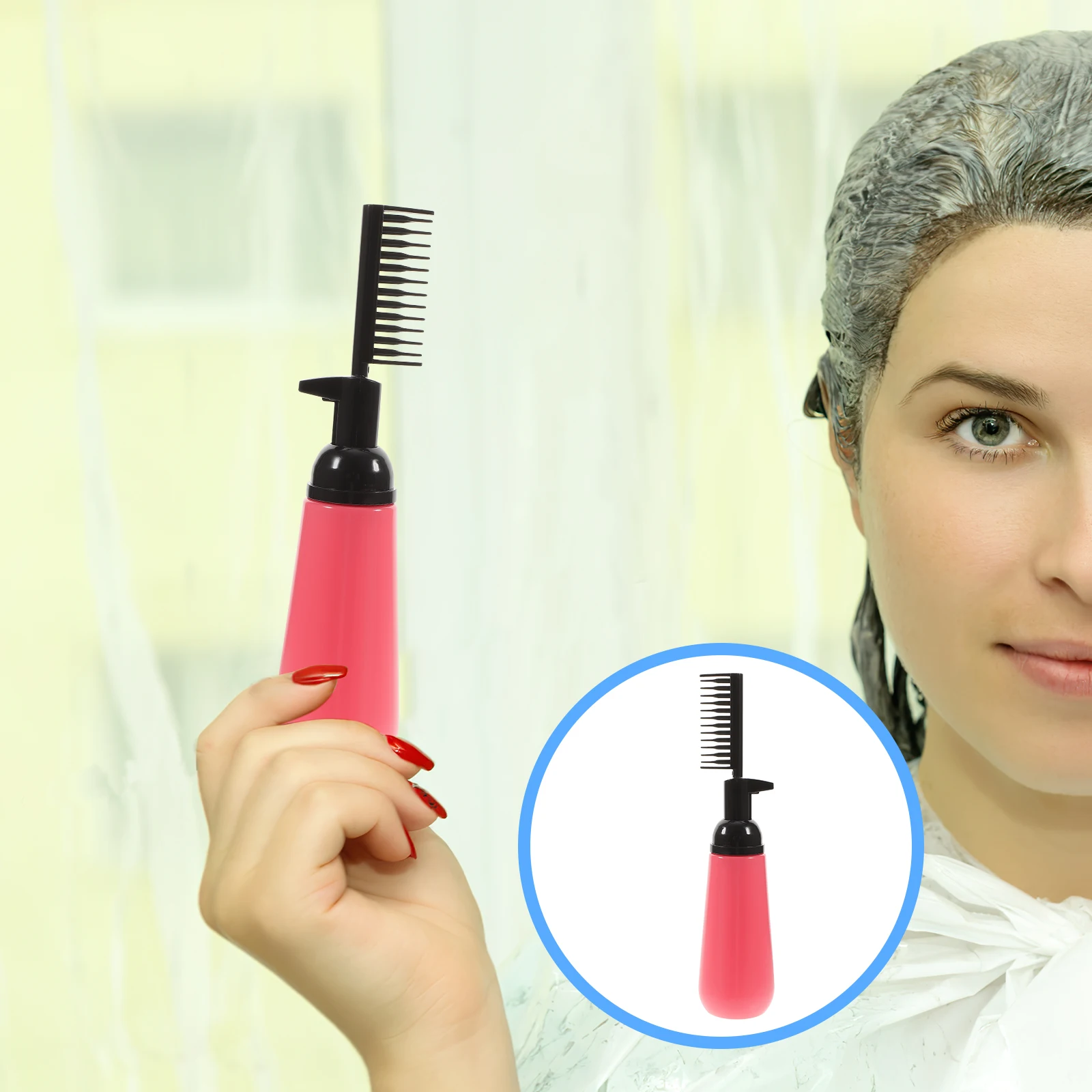 

3pcs Hair Dye Comb Bottle Salon Hair Dyeing Brush Bottle Plastic Color Applicator Smooth Detangling Eco-Friendly Professional
