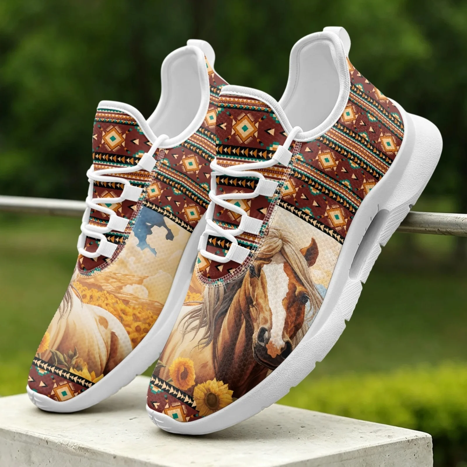 XIXIRIMIDO Women's Lace-up Casual Shoe Nurse Shoes Women's Sandals Sport Men's Sneakers and Casual Shoes Tenis Feminino Aztec