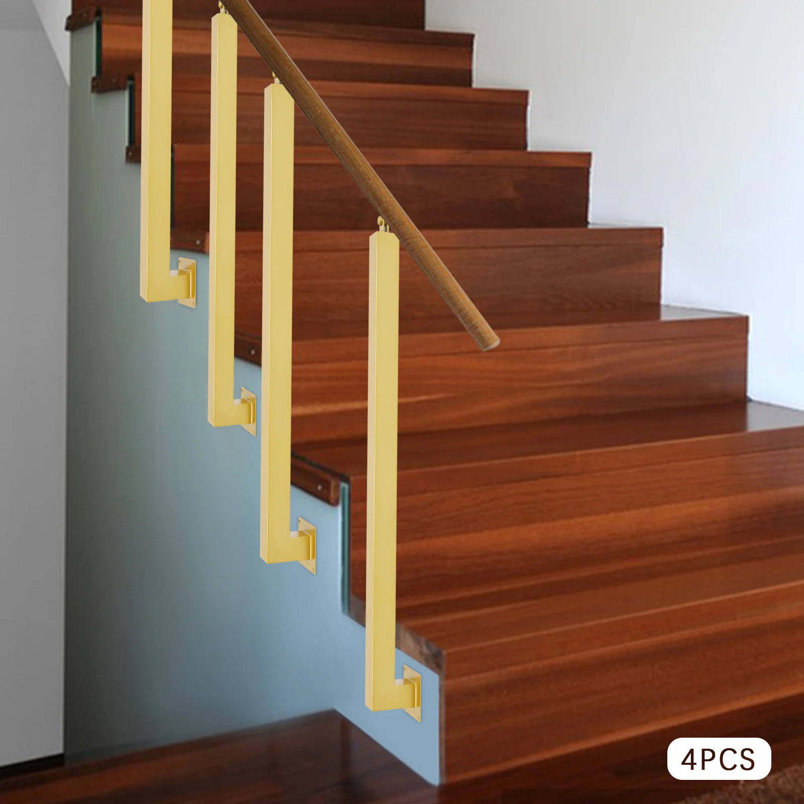 85cm階段手すり側面取り付け4個 - ゴールデンカラー、階段、ヴィラ、玄関、廊下に最適