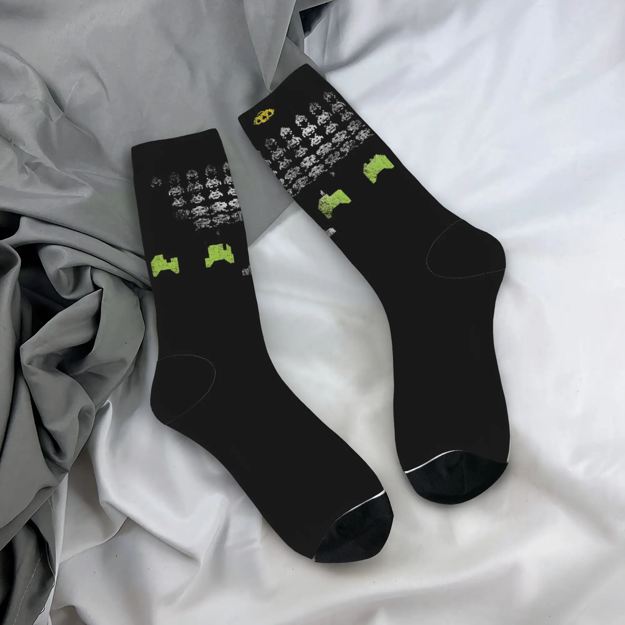 

Crazy Design Space Invaders Football Socks Polyester Long Socks for Women Men Sweat Absorbing