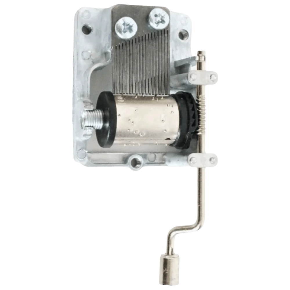 Silver-Plated Metal Music Box Movement Visible Gear Hand Crank Music Box Mechanism Clear Sound Mechanical Musical Movement