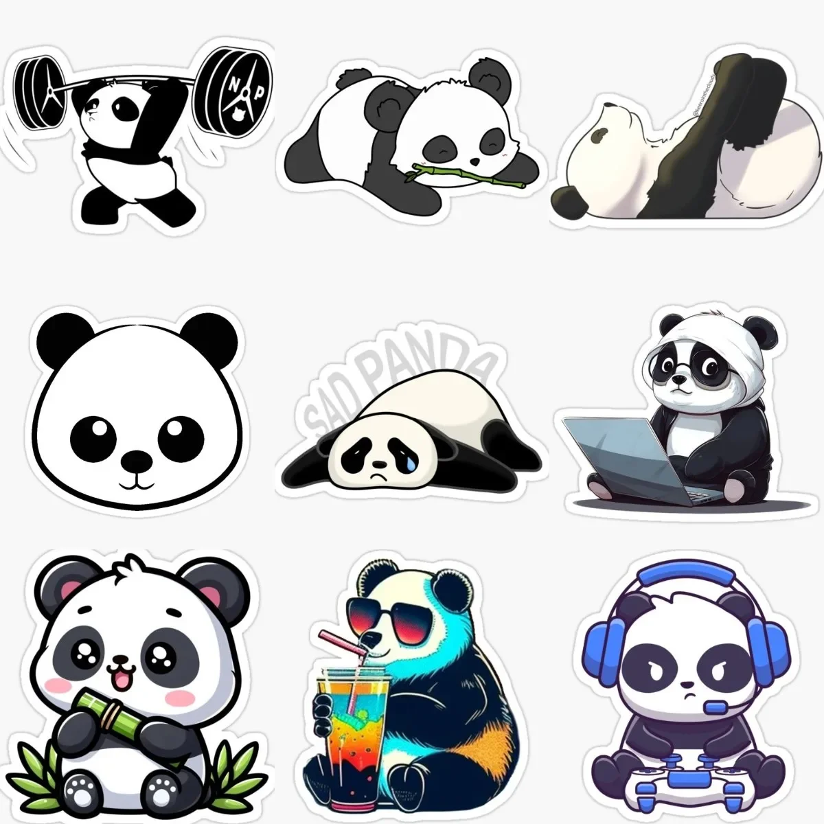 

Creative Cute Panda PVC Material Stickers Accessories for Decorate Wall Room Window Car Table Helmet Camper Bumper Decal