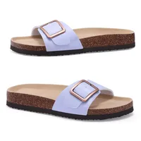 Bebealy Women's Cork Footbed Slippers Summer Leather Beach Flip Flops with Adjustable Buckle Lady Clogs Sandal With Arch Support - Image 4