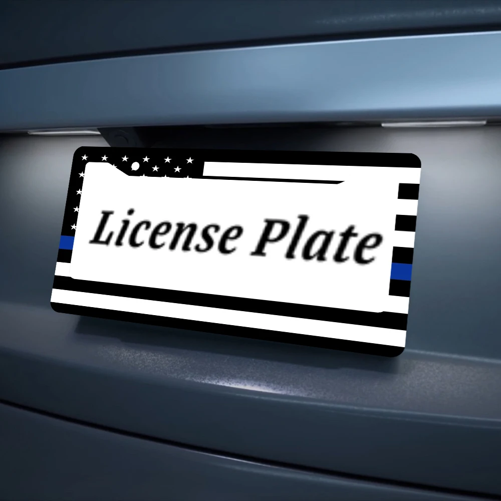 إطار لوحة ترخيص Blue Lives Matter بعلم الولايات المتحدة الأمريكية من الألومنيوم، إطار لوحة ترخيص بطابع العلم