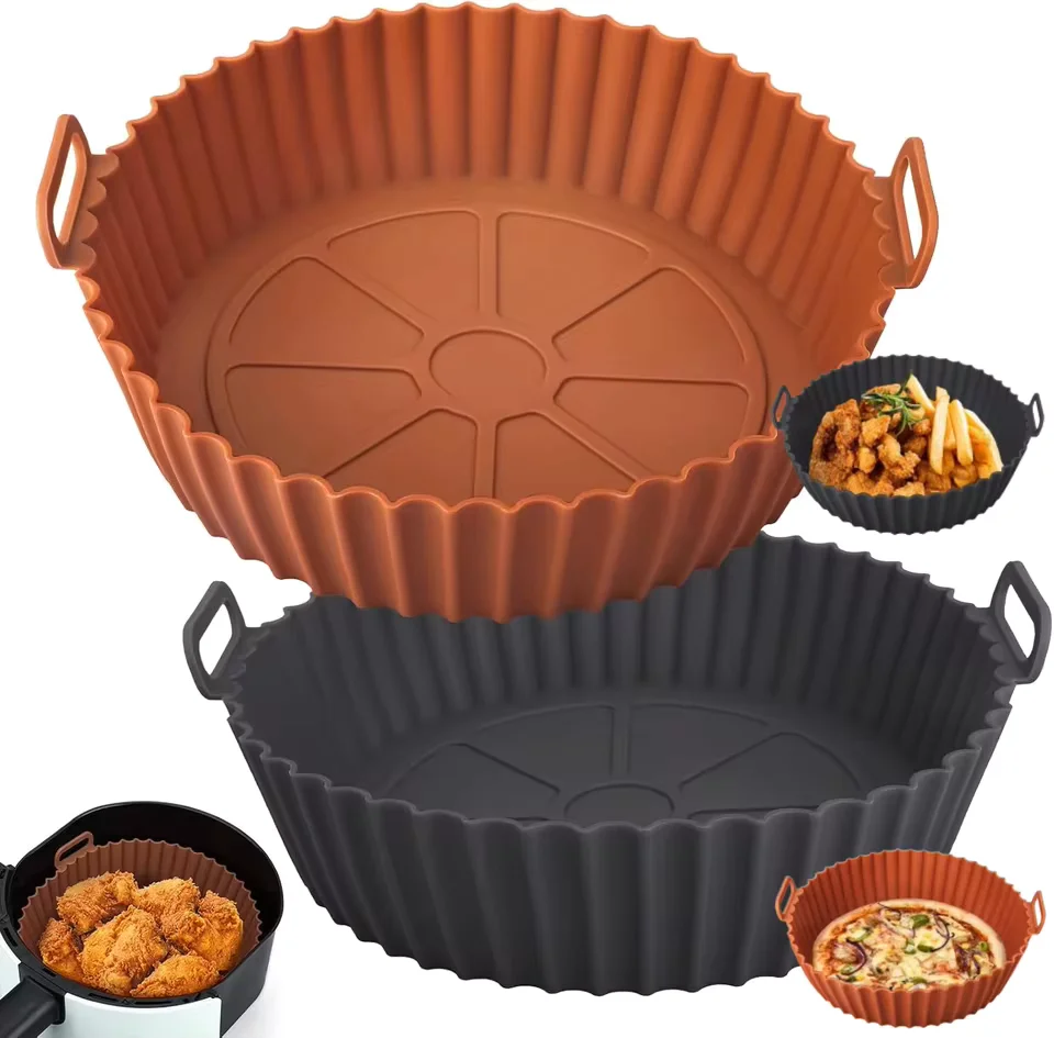 Cesto de Silicone Antiaderente Reutilizável para Fritadeira de Ar, Bandeja de Cozinha, Utensílios de Cozinha, Assadeira