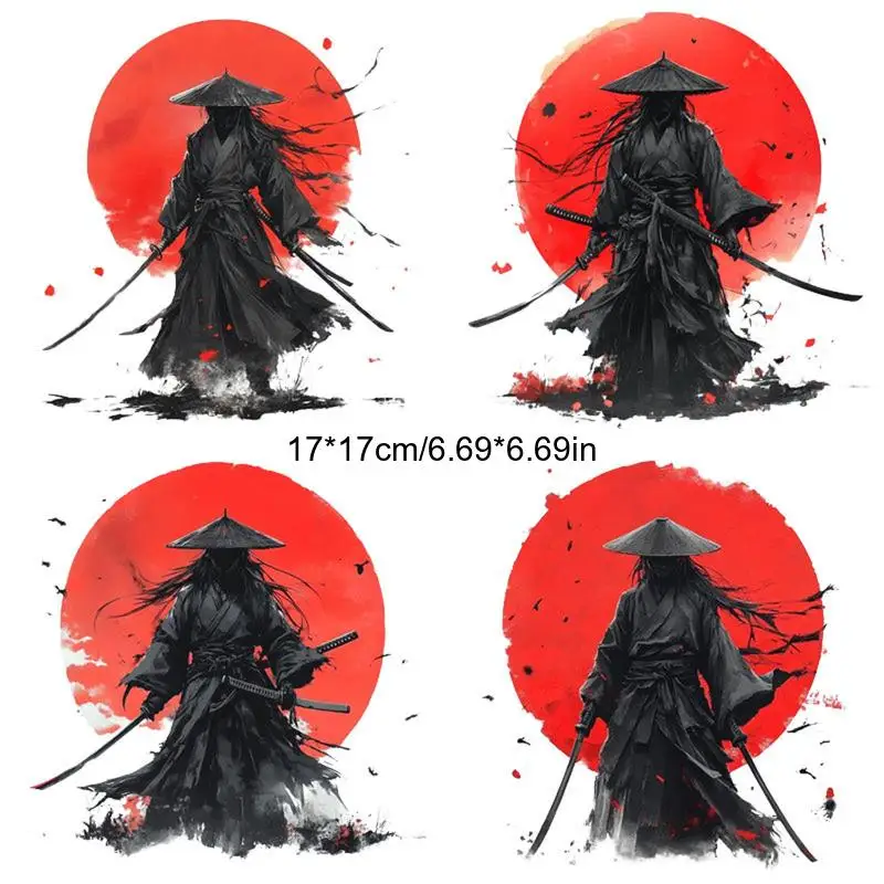 Japanese Samurai Warrior 4 in 1 Sticker High Transparency Double Sided Printed Scratch Resistant for Motorcycle Car Bumper