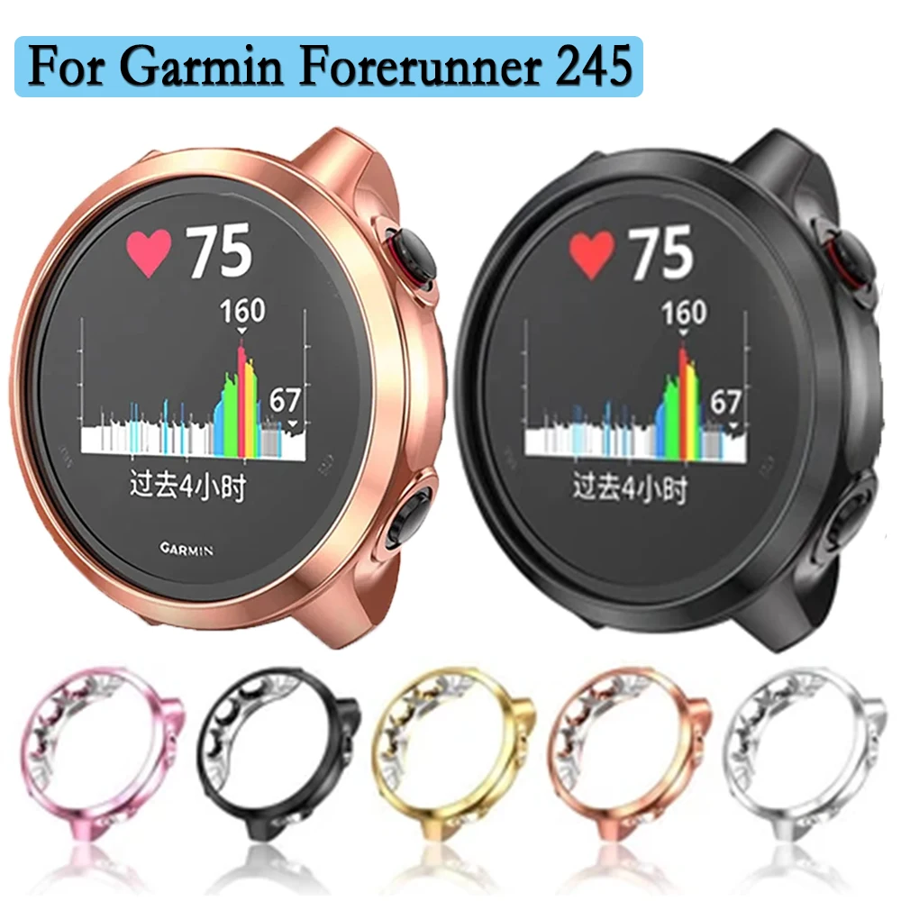 Protector Case For Garmin Forerunner 245 42mm Cover Coverage Silicone TPU Plated All-around Screen Protection Full Accessories