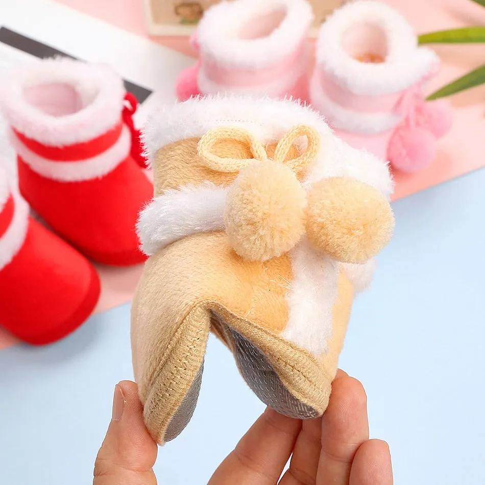 Baby Warm Cozy Anti-Slip Christmas Boots Toddler Soft Sole Winter Fleece Crib Shoes Boys Girls First Walkers Infant Slipper