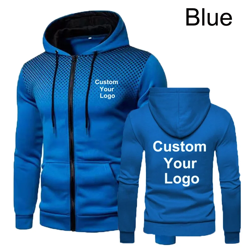 Fashion Men Personality Custom Your Logo Hoodie Sweatshirts Autumn Winter Spring Fleece Zipper Jackets