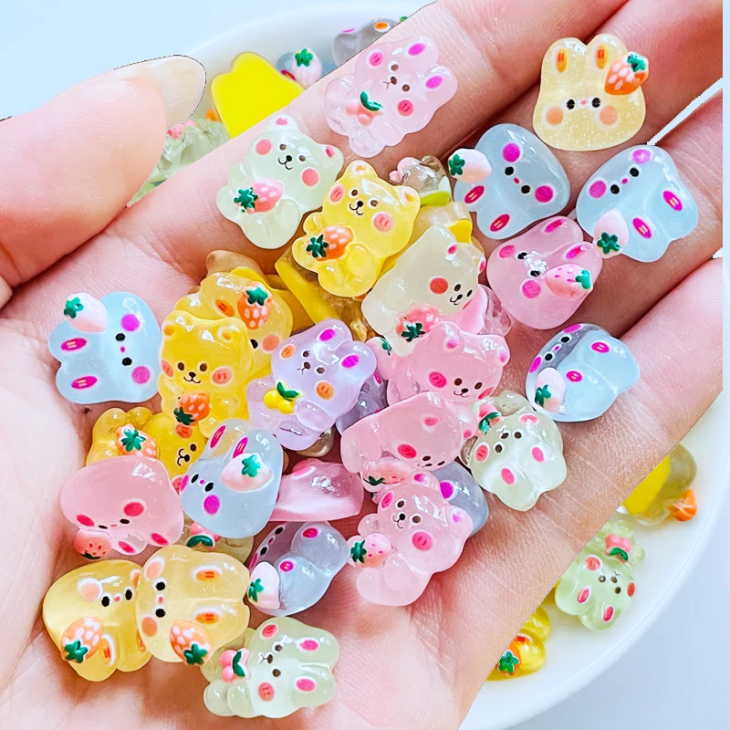 

20 Pcs New Mini Kawaii Cartoon Animals, Bears, Rabbits Resin Scrapbook DIY Nail Art Jewelry Making Hairwear Accessories A95