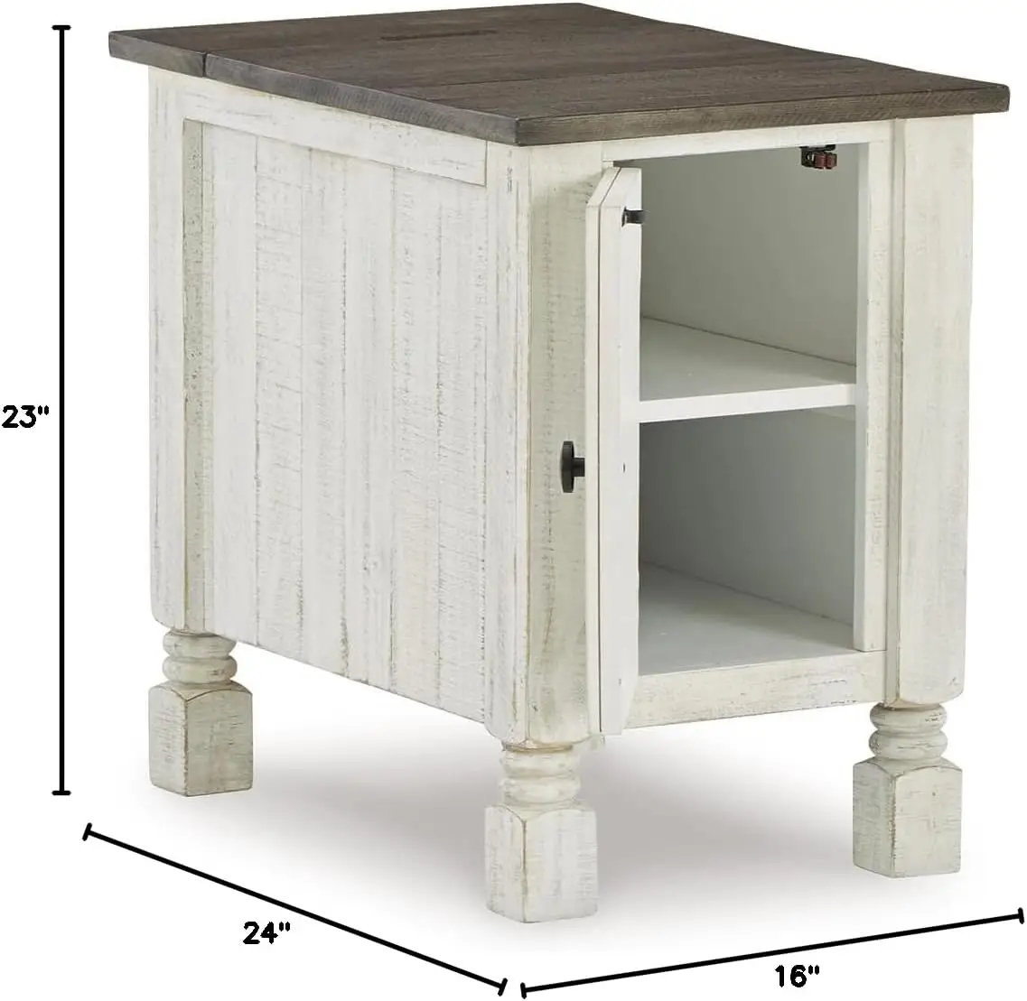 Table d'appoint pour chaise de campagne française, blanc et gris