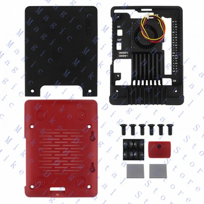 UU  For Raspberry Pi 5 aluminum alloy housing with cooling fan Protective shell