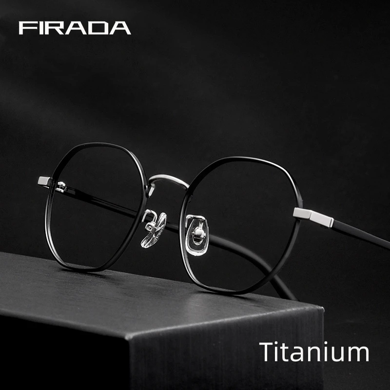 

FIRADA Fashion Luxury Eyewear Women's Vintage Polygon Titanium Eyeglasses Optical Prescription Glasses Frame For Men N80005N