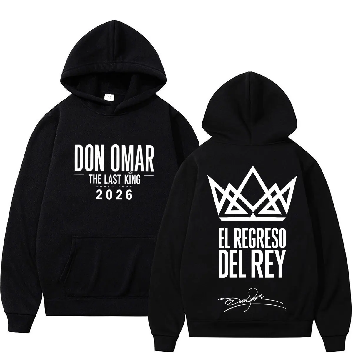 Sudadera con Capucha Oversize para Mujer/Hombre, Estilo Urbano Hip Hop, de Don Omar The Last King Tour 2026