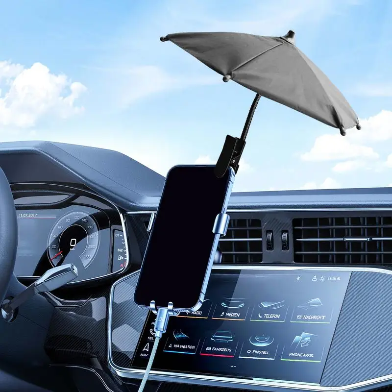 Regenschirmförmiger Mini-Handy-Sonnenschutz mit 360-Grad-Drehung, Motorrad-Handyhalterung, Auto-Handyständer, Sonnenschutz für den Autoinnenraum