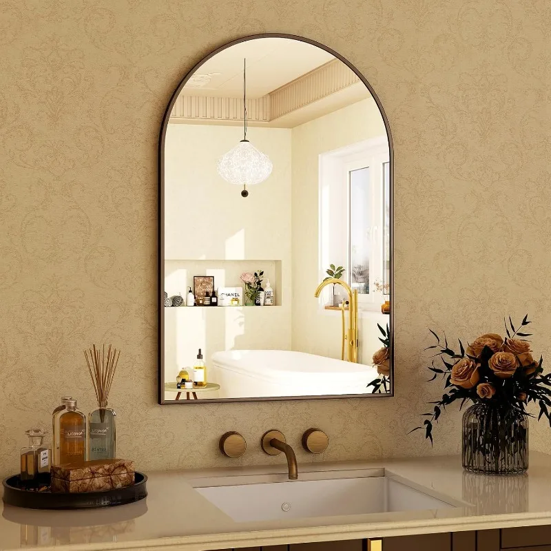 20x30 inch Arch Bathroom Mirror - Arched Bathroom Mirror/Wall Mounted Vanity Mirror - Arch Metal Frame Wall Mirror