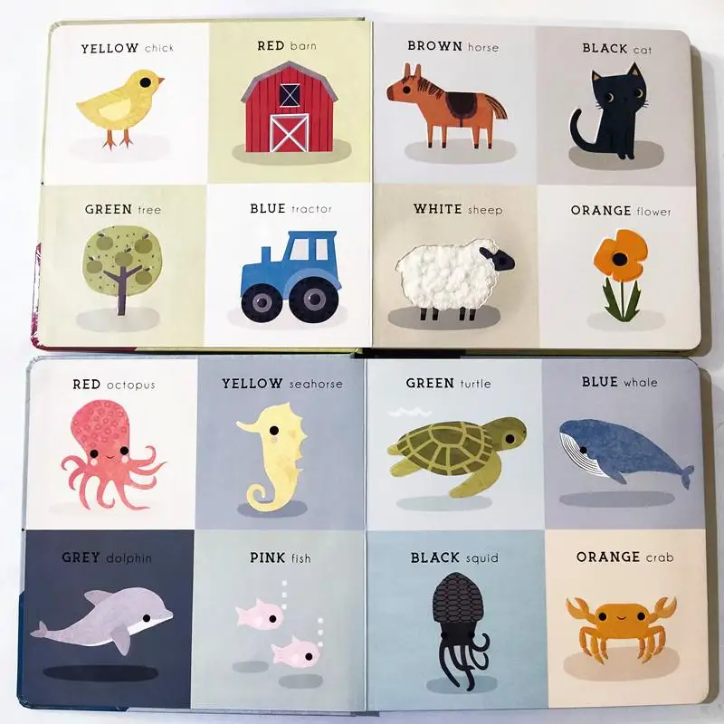 1 book Children's Enlightenment Digital Color Shape Word Cognition Cardboard Book Ocean Farm in English