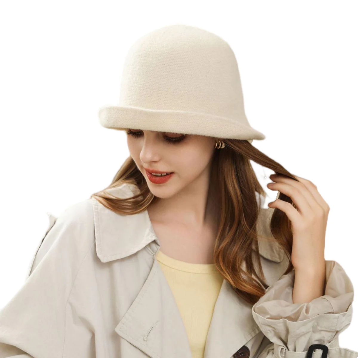 Japanese Crimped Basin Hat Fashion Women\'s Knitted Autumn Winter Spring and Summer Sunshade Top Hat Sunscreen Bucket Hat