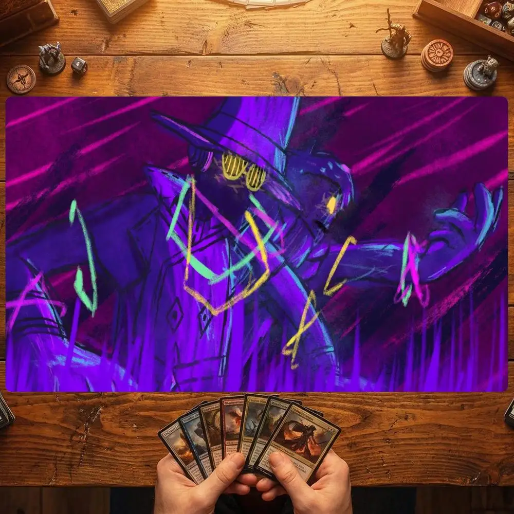 Glowing Cave Fantasy TCG Playmat Magic Card Battle Mat Non-Slip Durable Stitched Edge 35X60CM Desk Mat Tapete Magic Mat